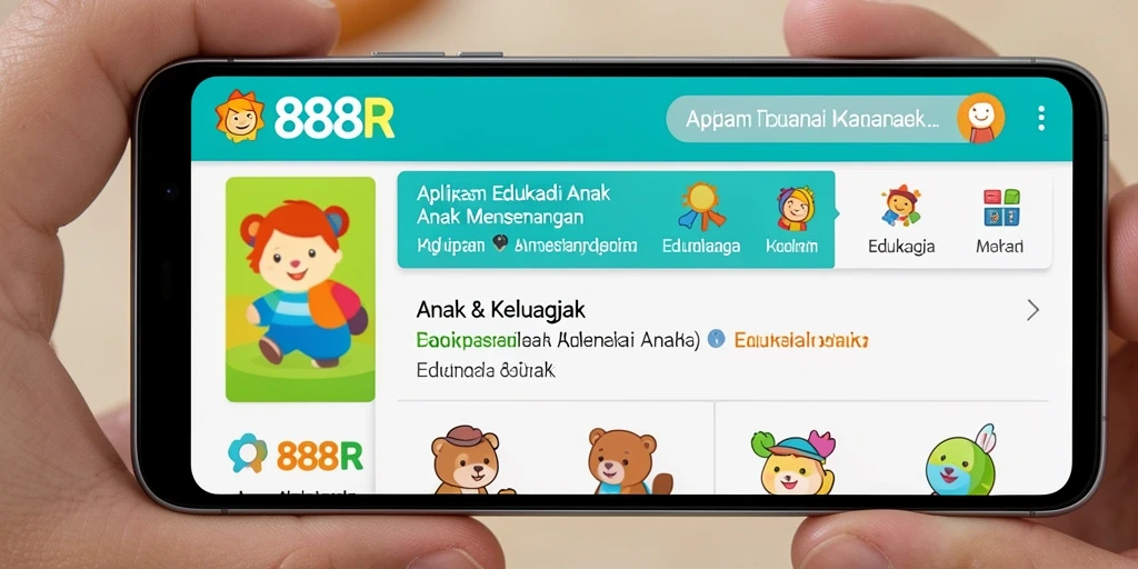 Antarmuka aplikasi 888R edukasi anak yang interaktif dan menarik.