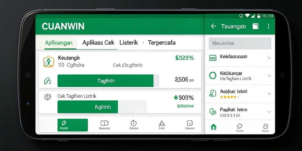 Tampilan antarmuka aplikasi CUANWIN untuk cek tagihan listrik.