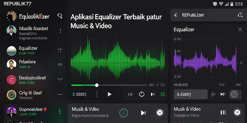 Tampilan antarmuka aplikasi Equalizer dengan berbagai pengaturan suara