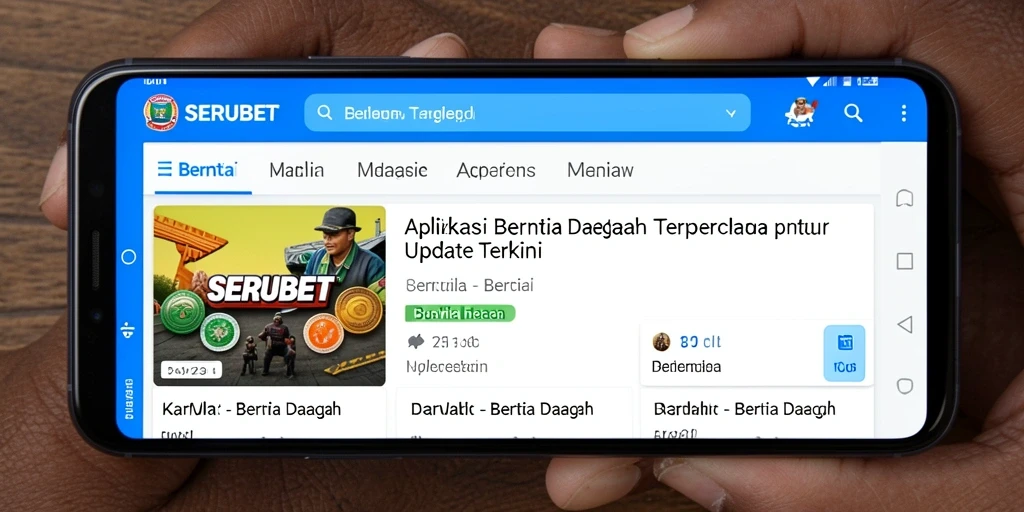 Tampilan antarmuka aplikasi SERUBET yang menampilkan berita daerah terkini.